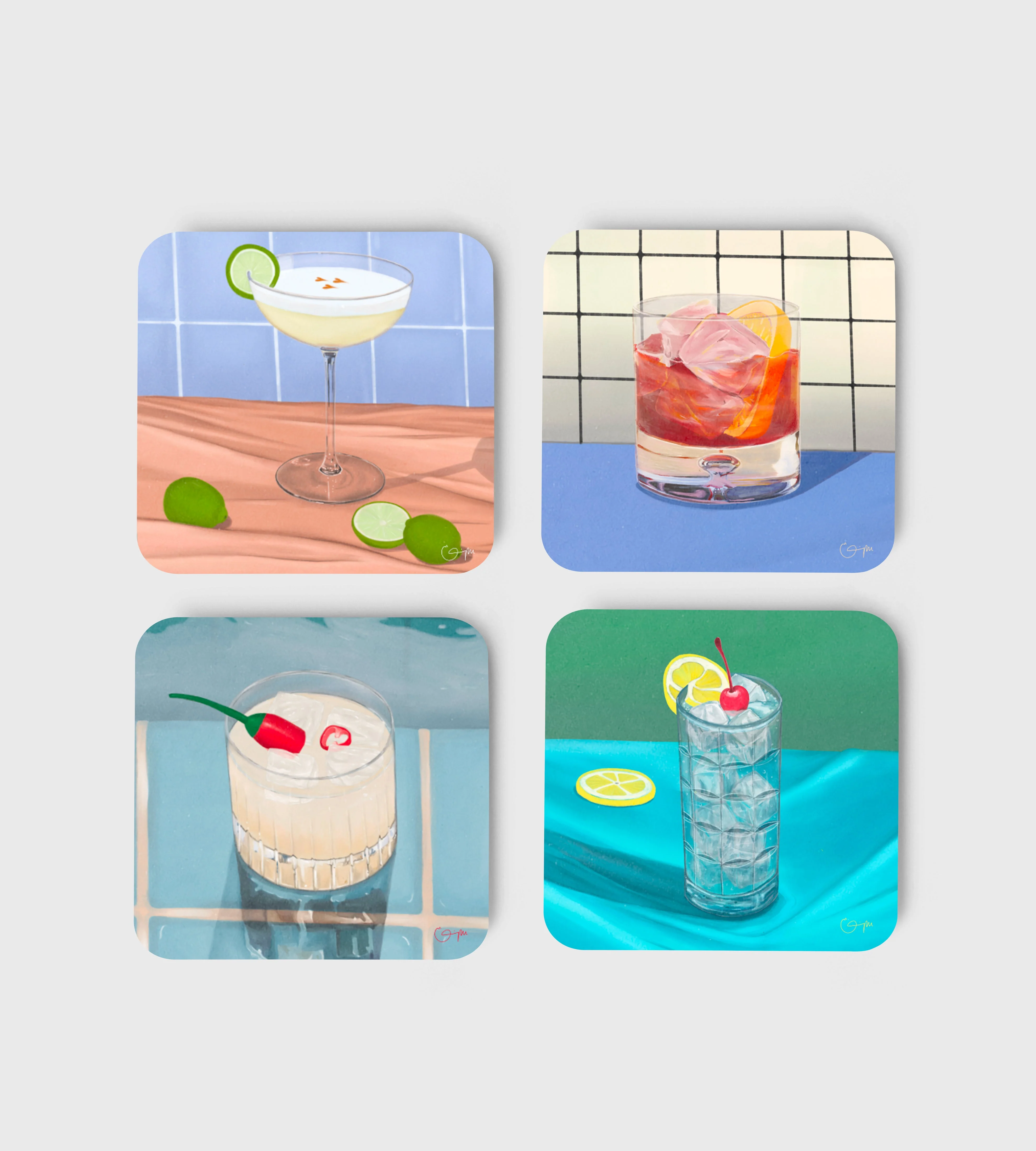 Elin PK Coasters 4-pack mixed blue