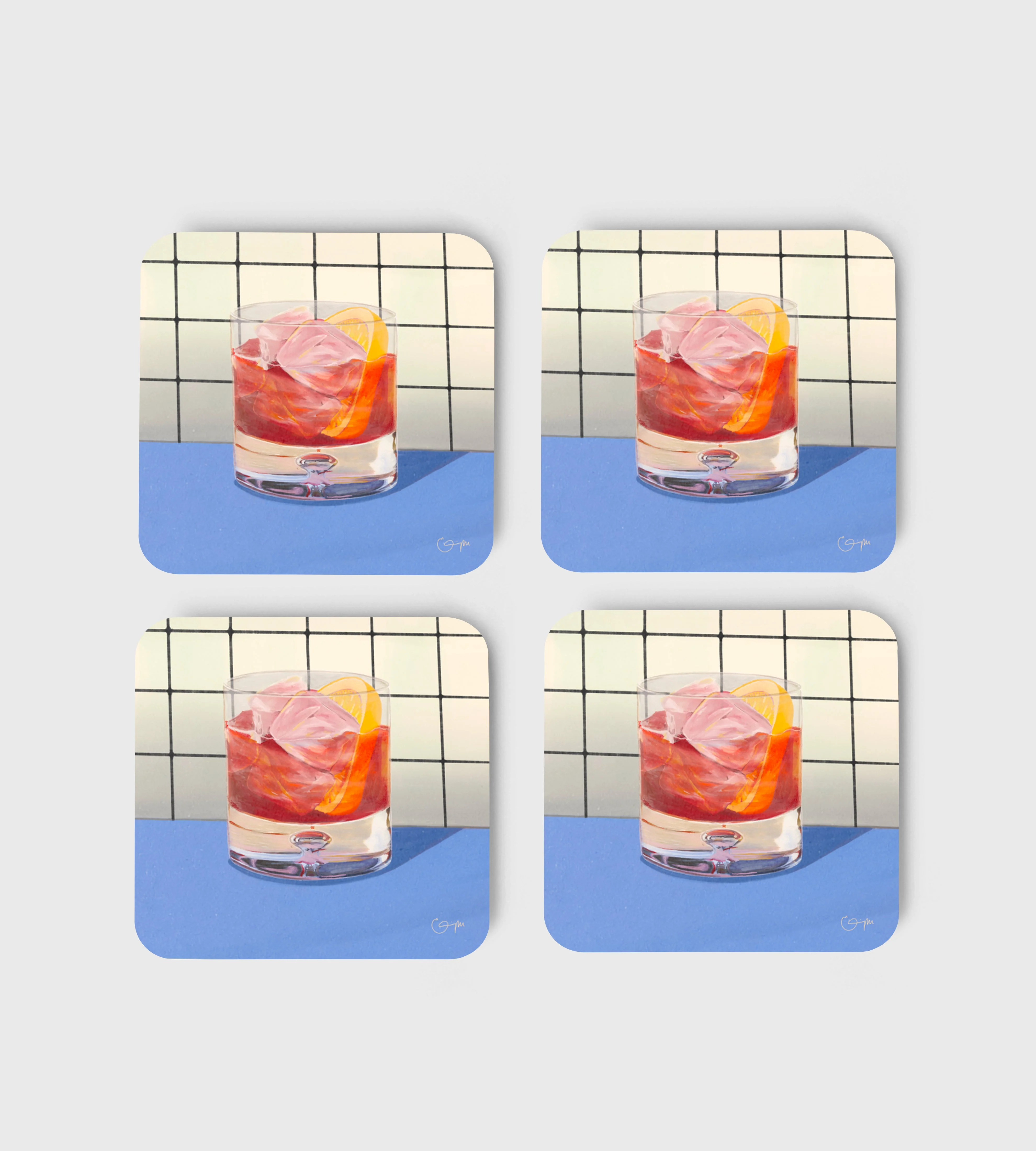 Elin PK Coasters 4-pack Old Fashioned Blue