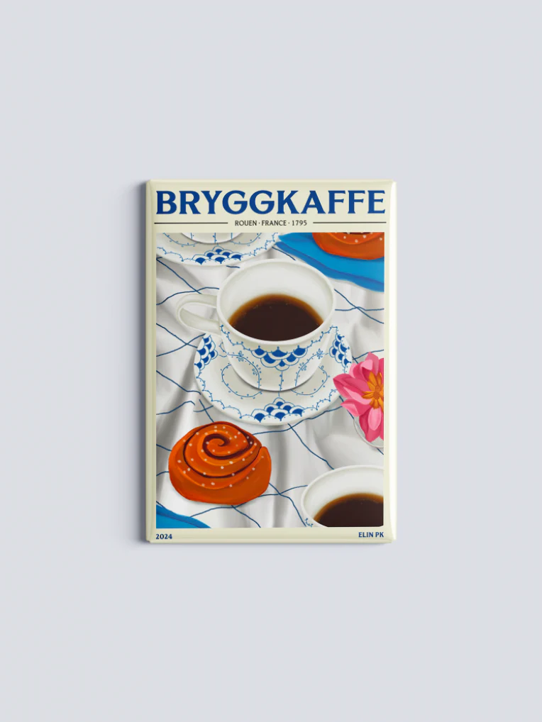 Kylskåpsmagnet Bryggkaffe 8x5 cm