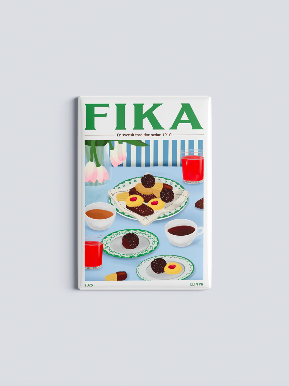 Kylskåpsmagnet Fika 8x5 cm