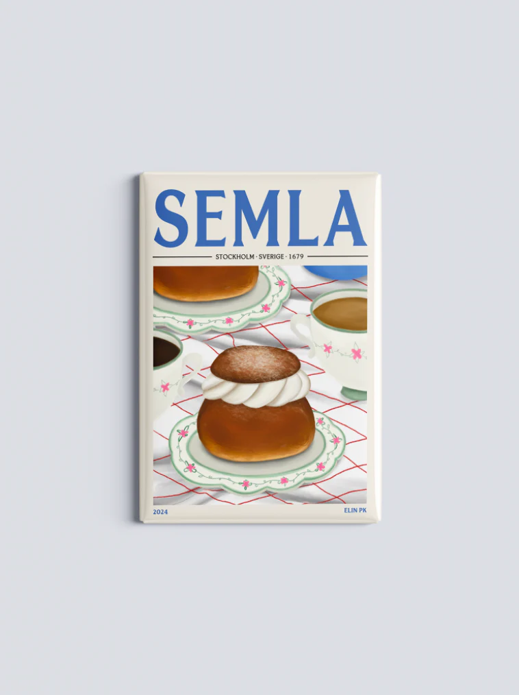 Kylskåpsmagnet Semla 8x5 cm